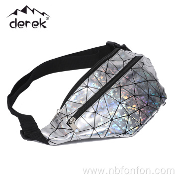 Silver children's Fanny pack Waterproof Silver children's PU Fanny Pack Silver magic PU Graffiti bag